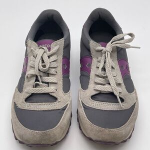 SAUCONY Jazz Original Women’s Sneakers Gray Purple Suede Size 8 Tennis Shoes